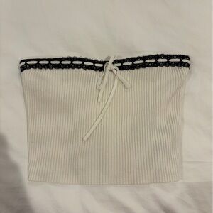 Edikted Cream Ribbed Knit Top